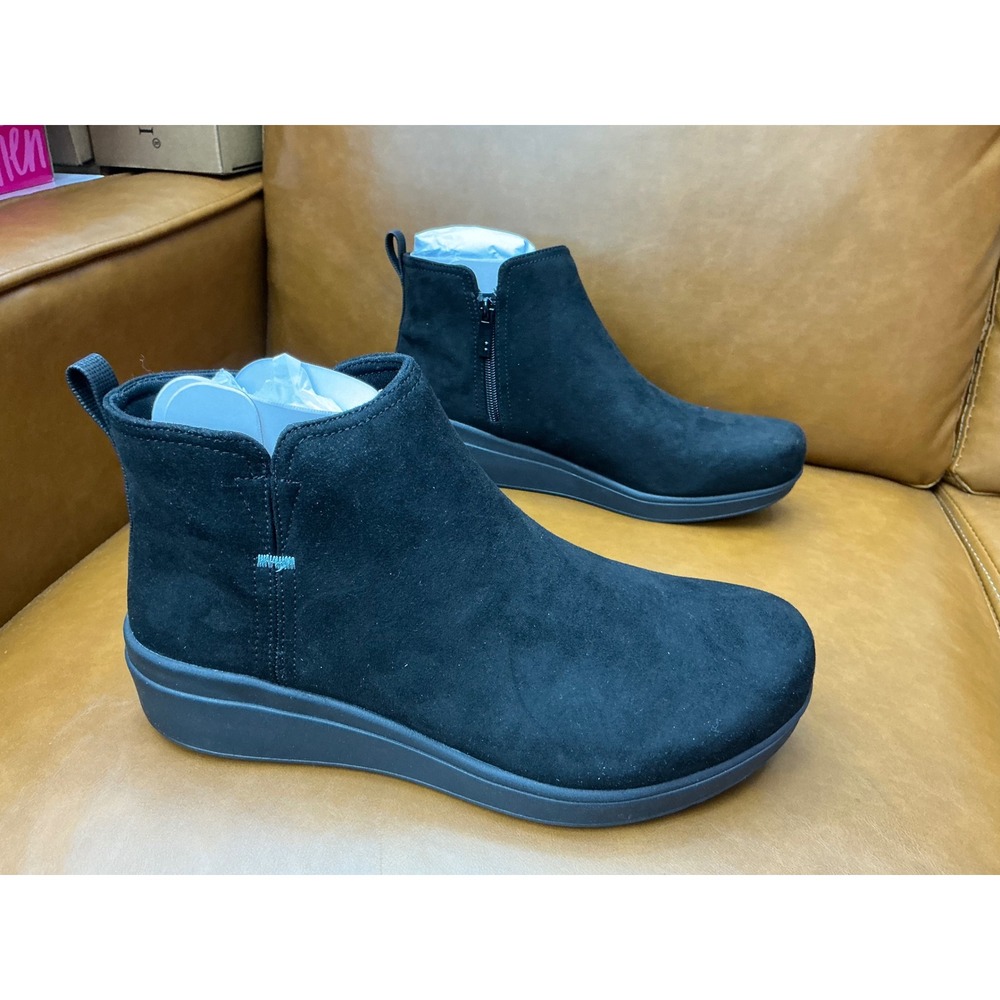 Ryka Lovely Ankle Boot Women 10W Black New Water Repellent Wedge Z1052